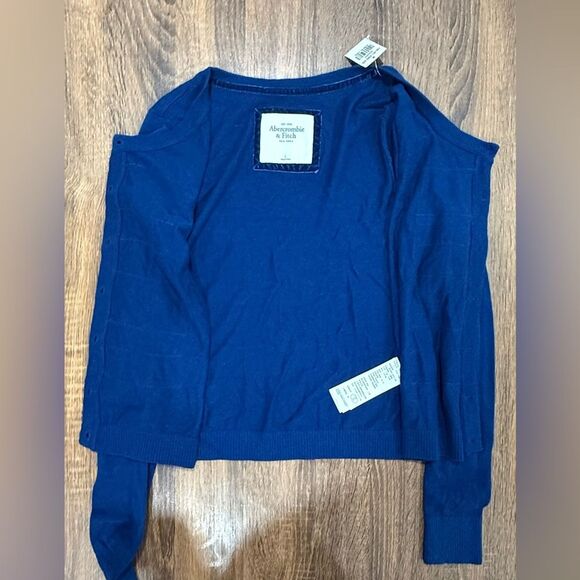 Y2K Abercrombie & Fitch Blue Ruffle Sweater Cardigan Womens large NWT Giftable - Picture 6 of 8